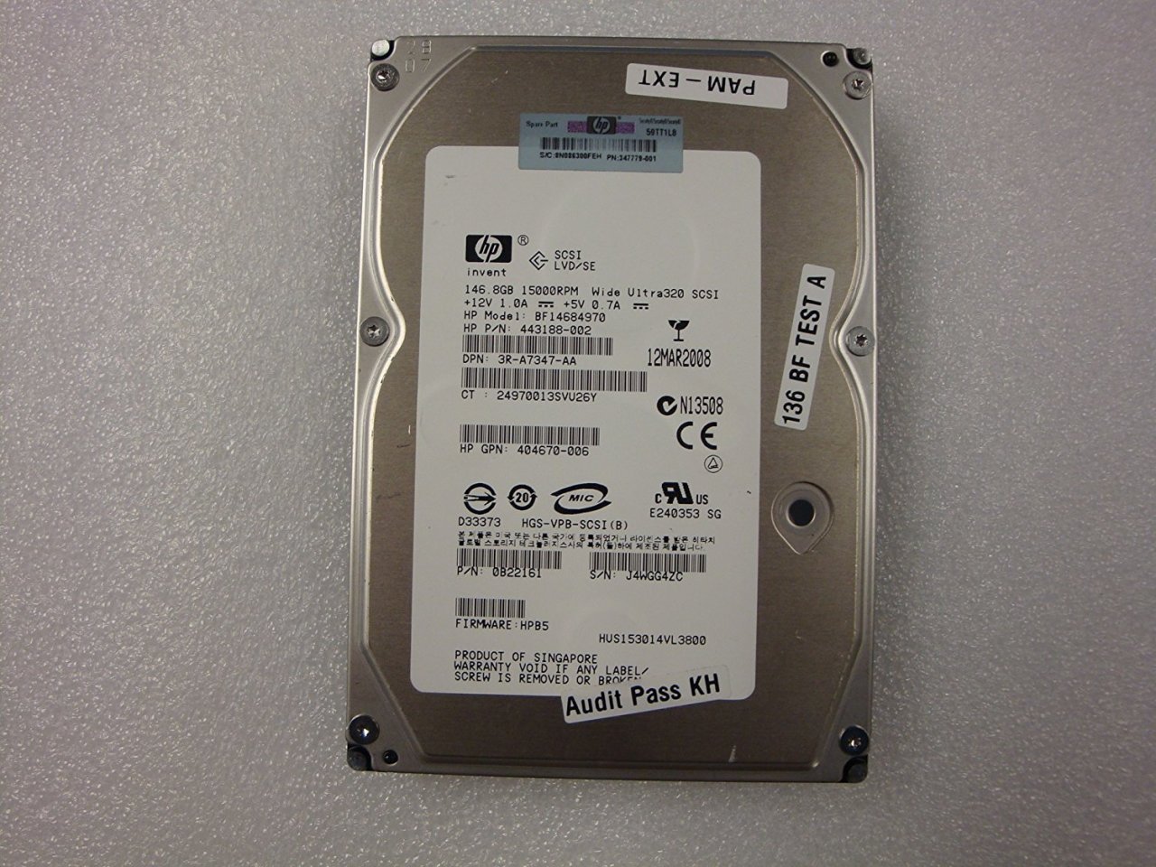 HP 80 PIN 146GB BF14684970 443188-002 404670-006 3.5'' 15000RPM SCSI HDD