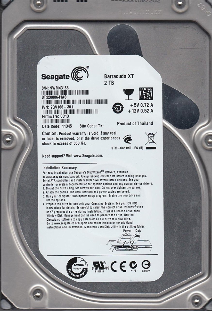 SEAGATE SATA 2TB ST32000641AS  3.5'' 6Gb/s HDD