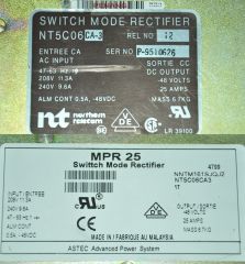 NORTHERN TELECOM MPR 25 SWITCH MODE RECTIFIER NT5C06CA3