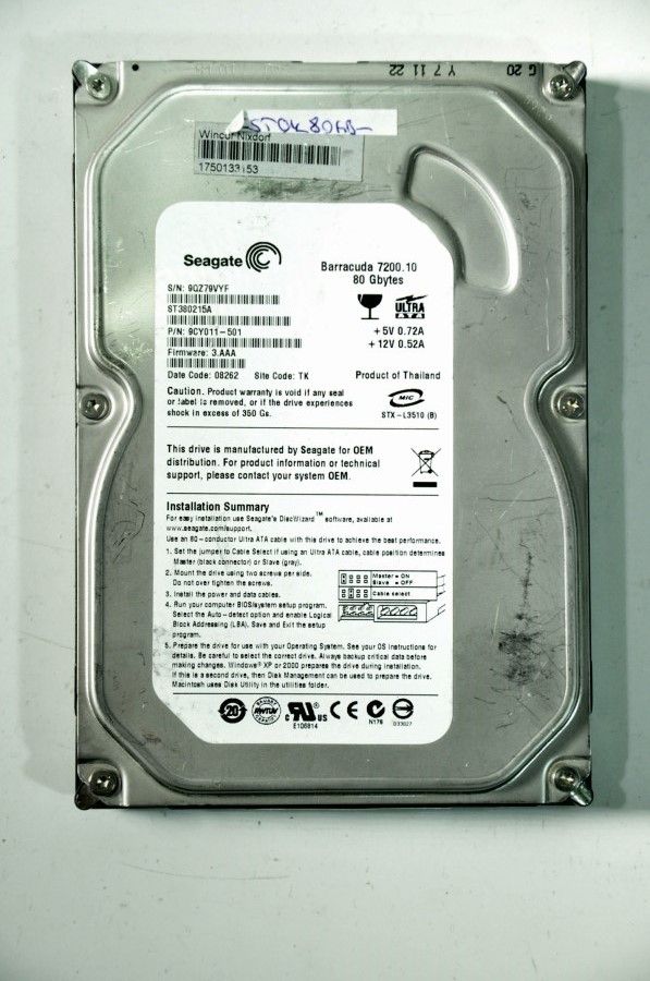 SEAGATE SATA 80GB ST380215AS  3.5'' 7200RPM HDD