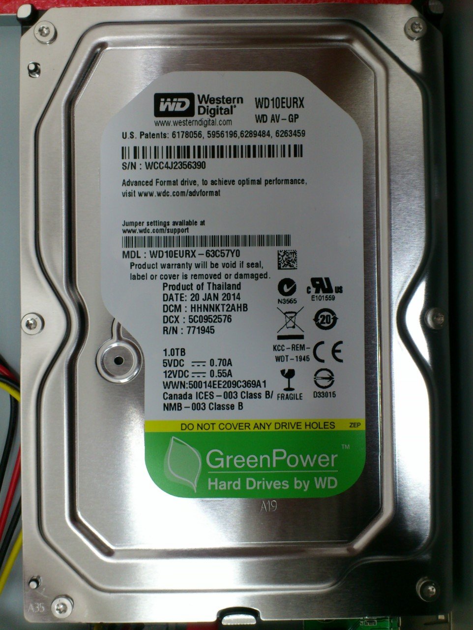 WD WD10EURX-63C57Y0 Sata 6Gb/s 1TB 64 MB Sabit Disk