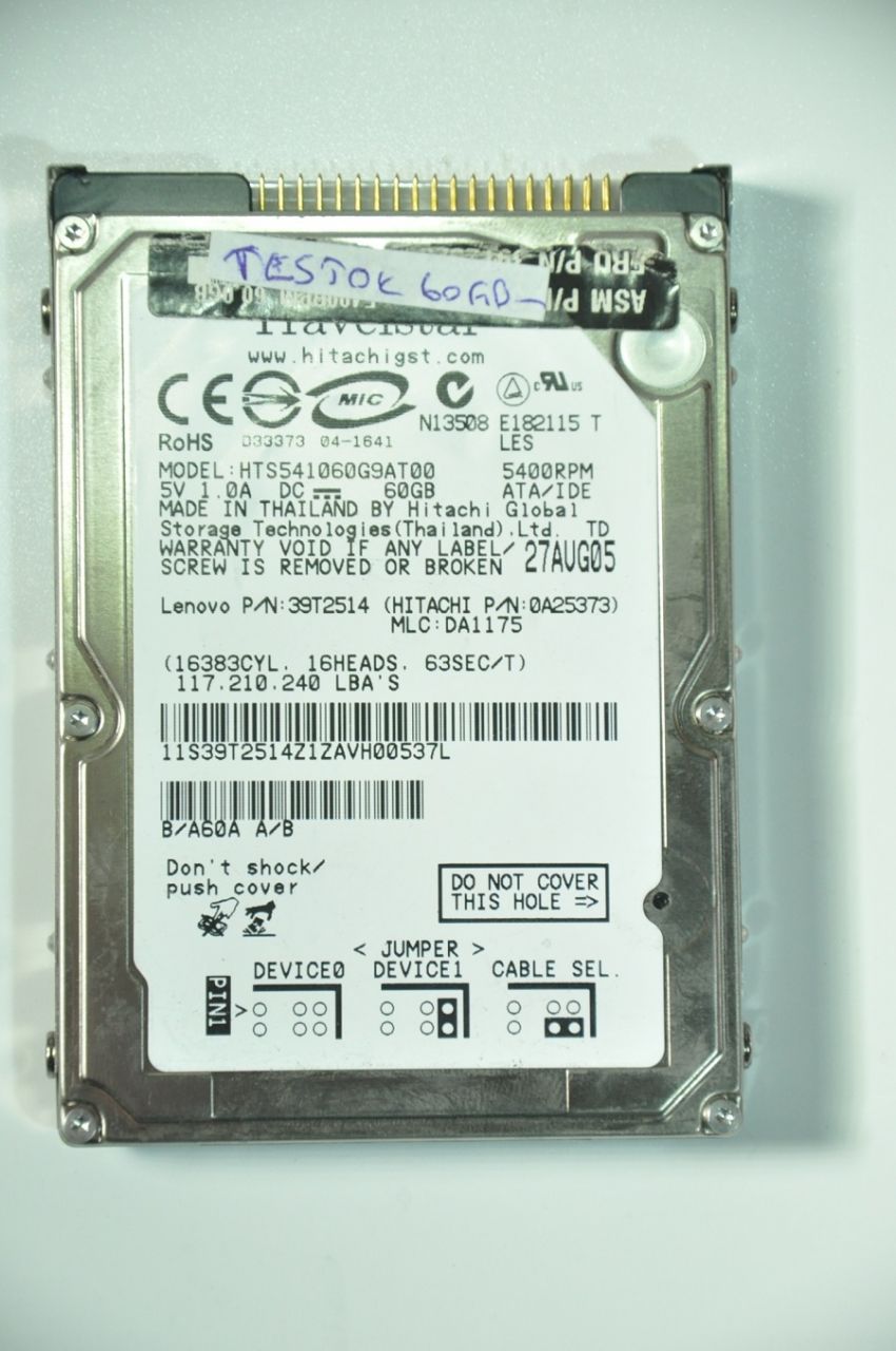 HITACHI IDE  60GB HTS541060G9AT00  2.5'' 5400RPM HDD