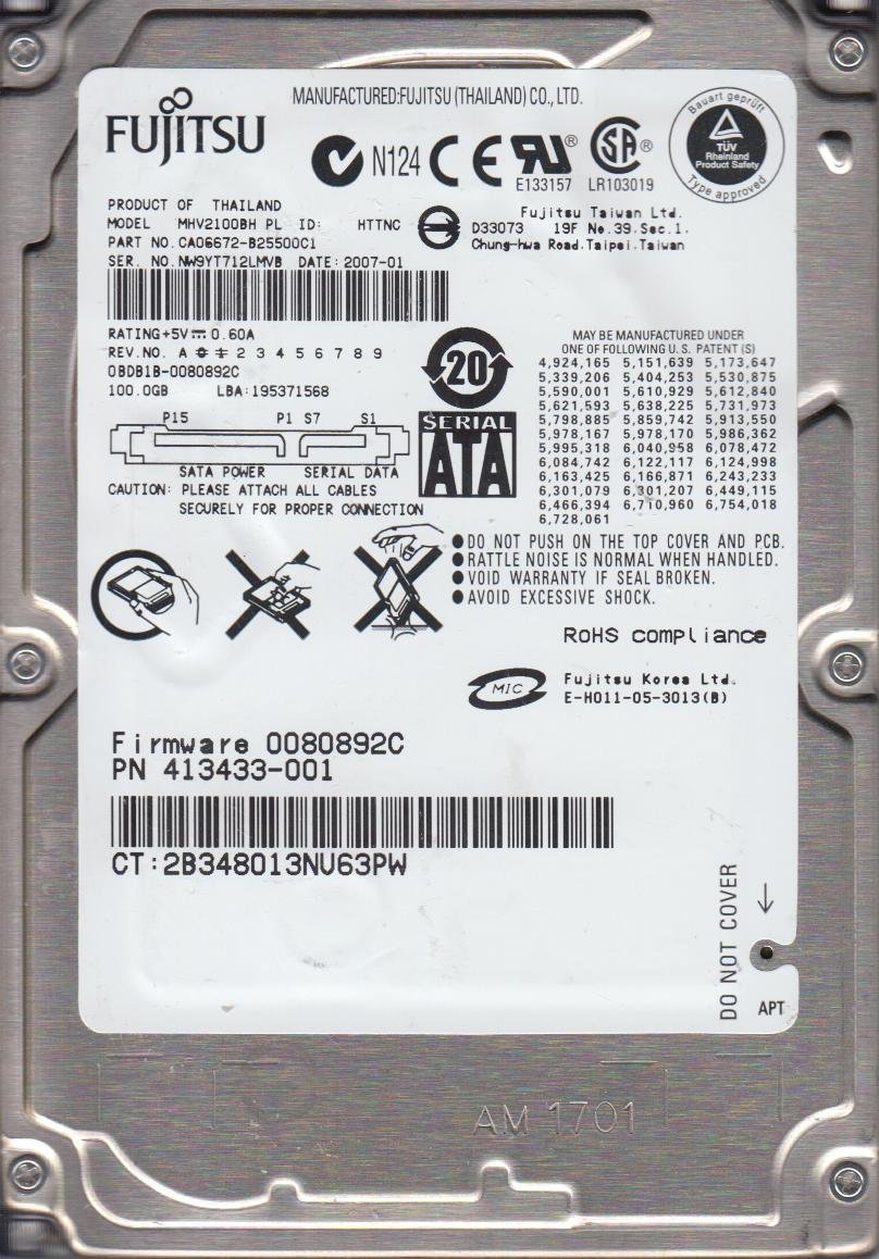 FUJİTSU SATA 100GB MHV2100BH 2.5'' 5400RPM HDD