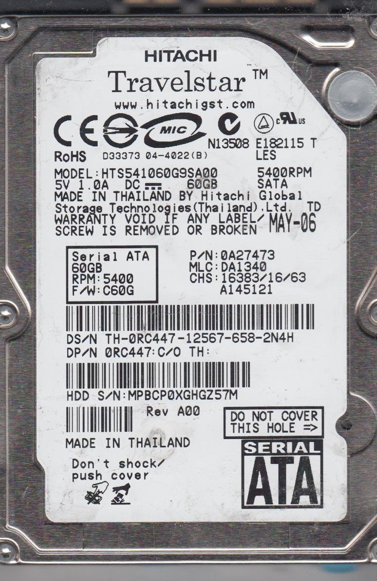 HITACHI SATA 60GB HTS541060G9SA00 2.5'' 5400RPM HDD