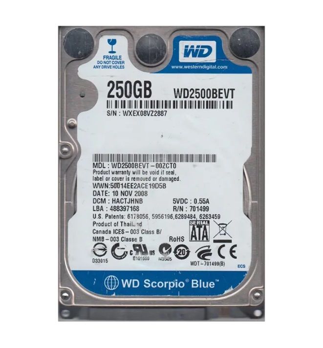 Western Digital SATA 250GB WD2500BEVT-00ZCT0 2.5'' 5400RPM HDD