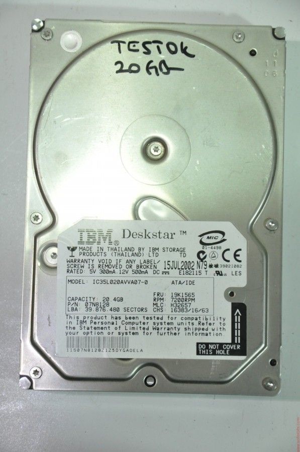 IBM IDE 20GB IC35L020AVER07-0 07N7402 3.5'' 7200RPM HDD