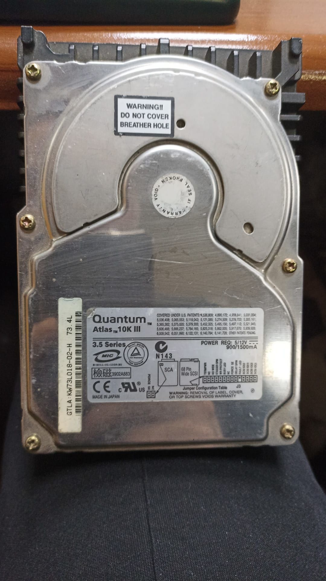 QUANTUM 68 PIN 73GB KW73L018 3.5'' ATLAS 10000RPM SCSI HDD