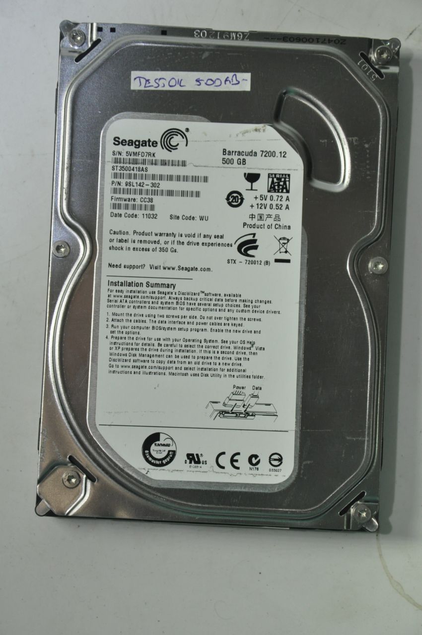 SEAGATE SATA 500GB ST3500418AS 9SL142-302 3.5'' 7200RPM HDD