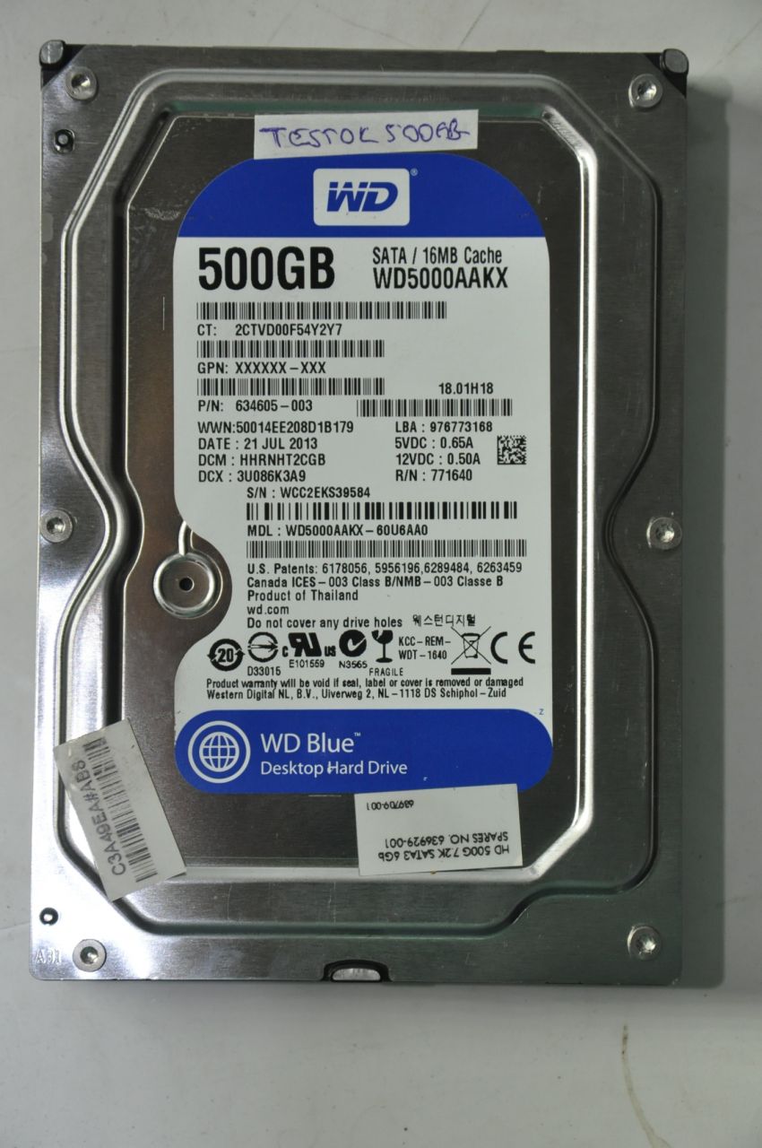WESTERN DIGITAL SATA 500GB WD5000AAKX-60U6AA0 3.5'' 7200RPM HDD