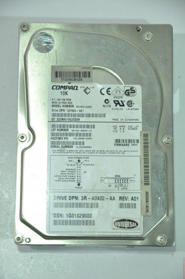 COMPAQ 80 PIN 9.1GB BD009122BA 127962-001 3.5'' 10000RPM SCSI HDD