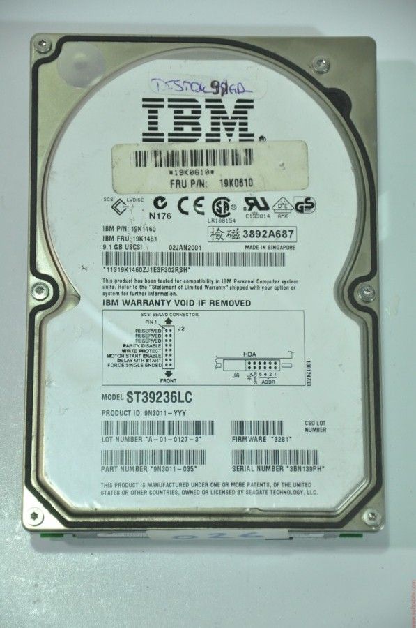 IBM 80 PIN 9.1GB ST39236LC 19K1460 3.5'' 7200RPM SCSI HDD