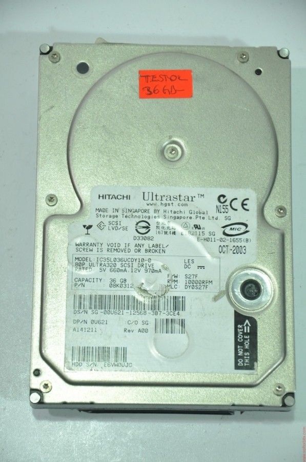 HITACHI 80 PIN 36GB IC35L036VCDY10-0 08K0312 3.5'' 10000RPM SCSI HDD