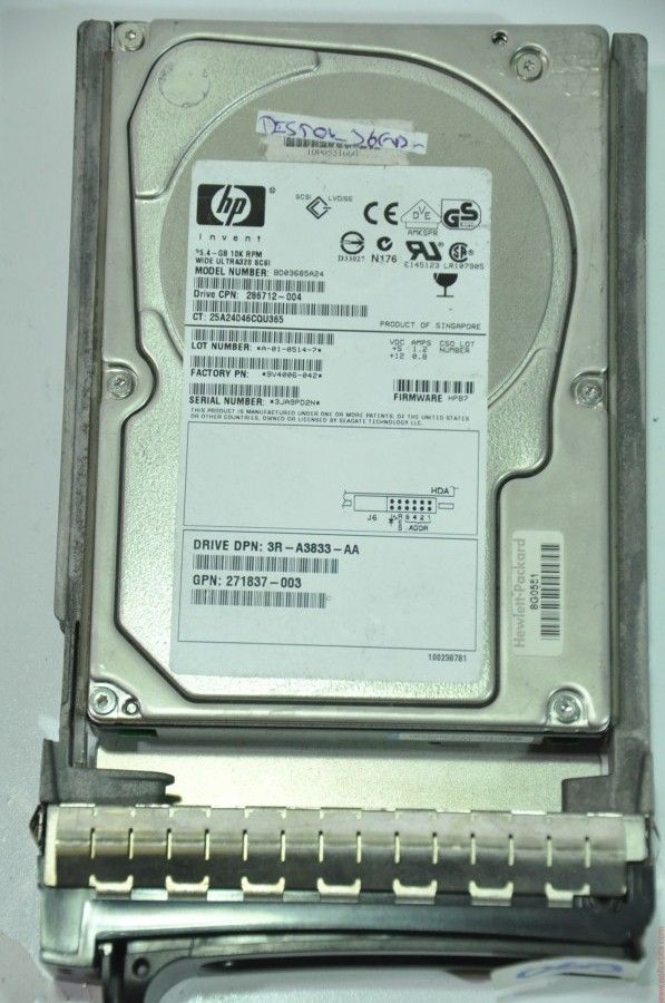 HP 80 PIN 36GB BD03685A24 286712-004 9V4006-042 3.5'' 10000RPM SCSI HDD