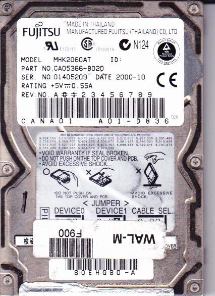 FUJITSU IDE 6GB MHK2060AT 2.5'' 4200RPM HDD