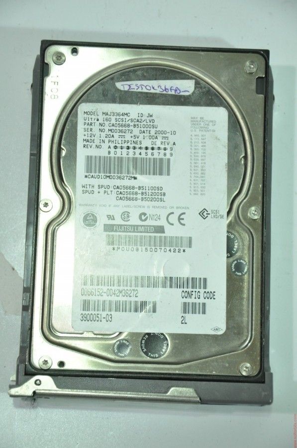 FUJITSU 80 PIN 36GB MAJ3364MC 3900051-03 3.5'' 10000RPM SCSI HDD
