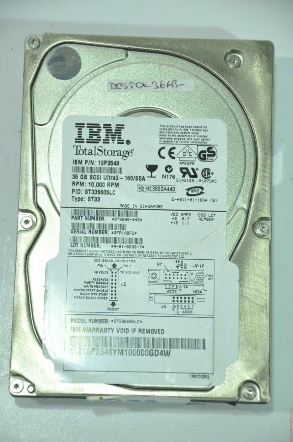 IBM 80 PIN 36GB ST336605LC 18P3548 3.5'' 10000RPM SCSI HDD