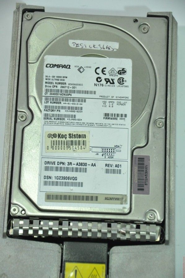 COMPAQ 80 PIN 36GB BD036659CC 286712-001 9V4006-025 3.5'' 10000RPM SCSI HDD