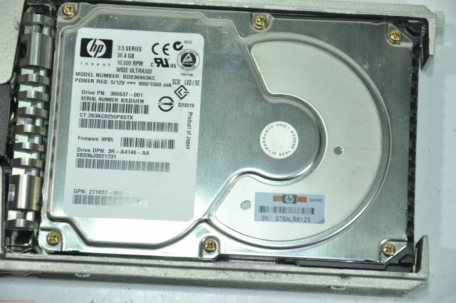 HP 80 PIN 36GB BD036863AC 306637-001 3.5'' 10000RPM SCSI HDD