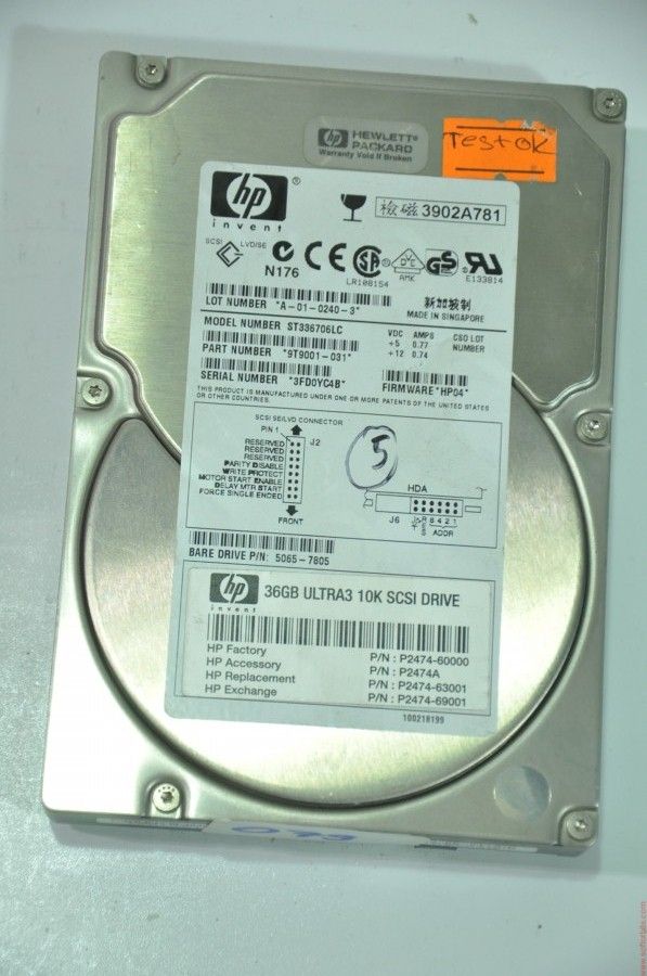HP 80 PIN 36GB ST336706LC 5065-7805 3.5'' 10000RPM SCSI HDD