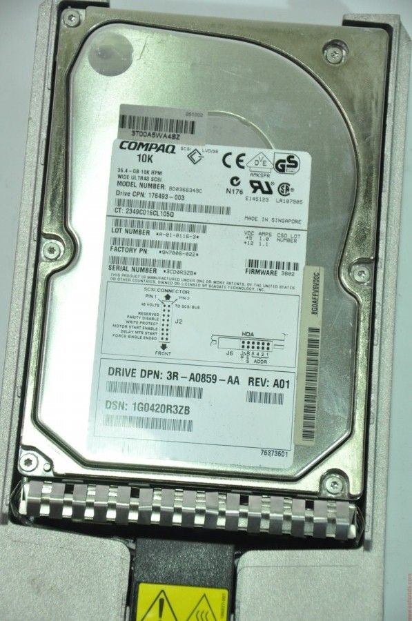 COMPAQ 80 PIN 36GB BD0366349C 176493-003 9N7006-022 3.5'' 10000RPM SCSI HDD