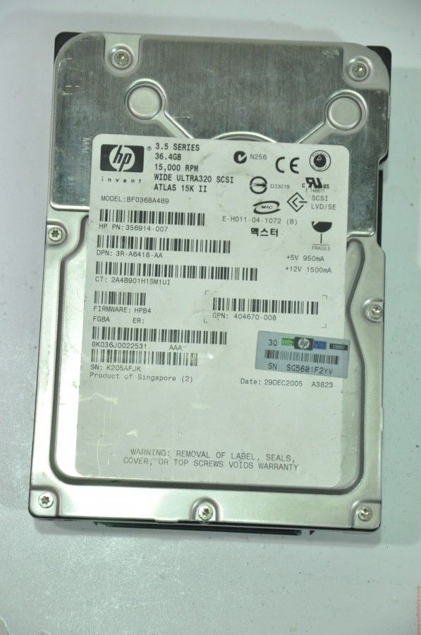 HP 80 PIN 36GB BF0368A4B9 356914-007 3R-A6418-AA 3.5'' 15000RPM SCSI HDD