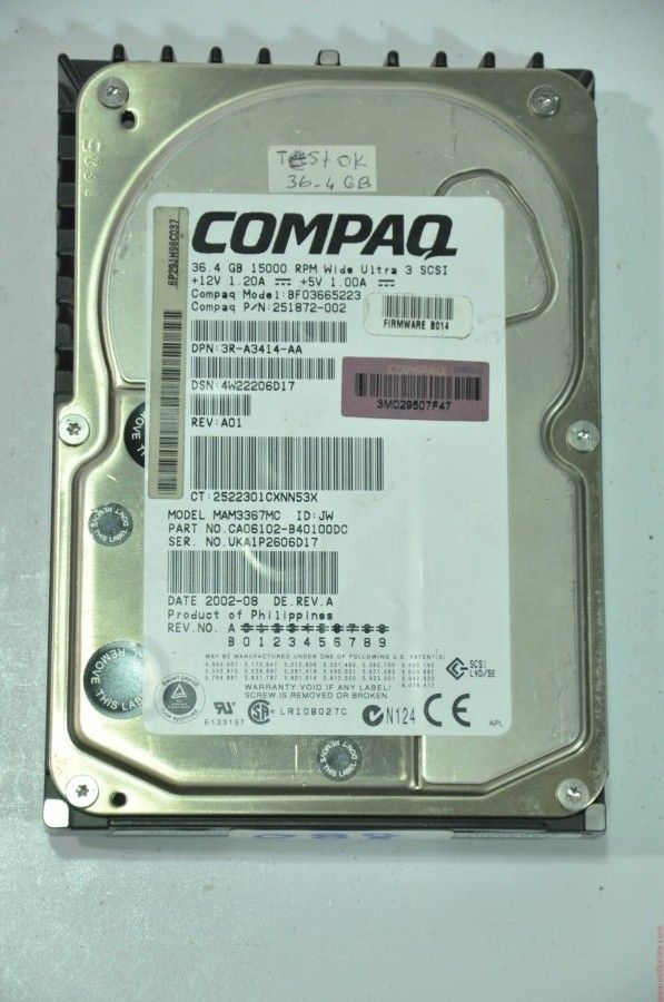COMPAQ 80 PIN 36GB MAM3367MC BF03665223 251872-002 3.5'' 10000RPM SCSI HDD