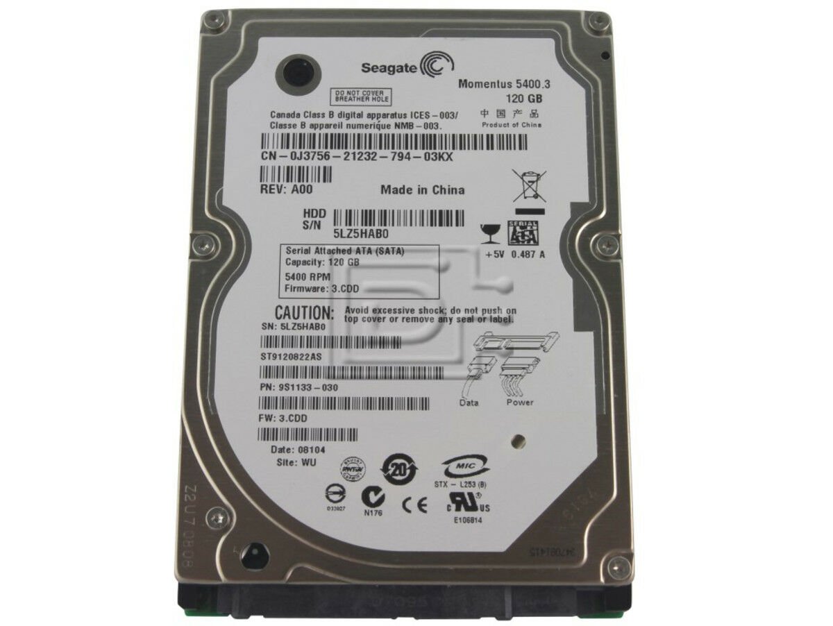 Seagate 2,5'' Momentus 5400.3 ST9120822AS 120GB SATA Hard Drive