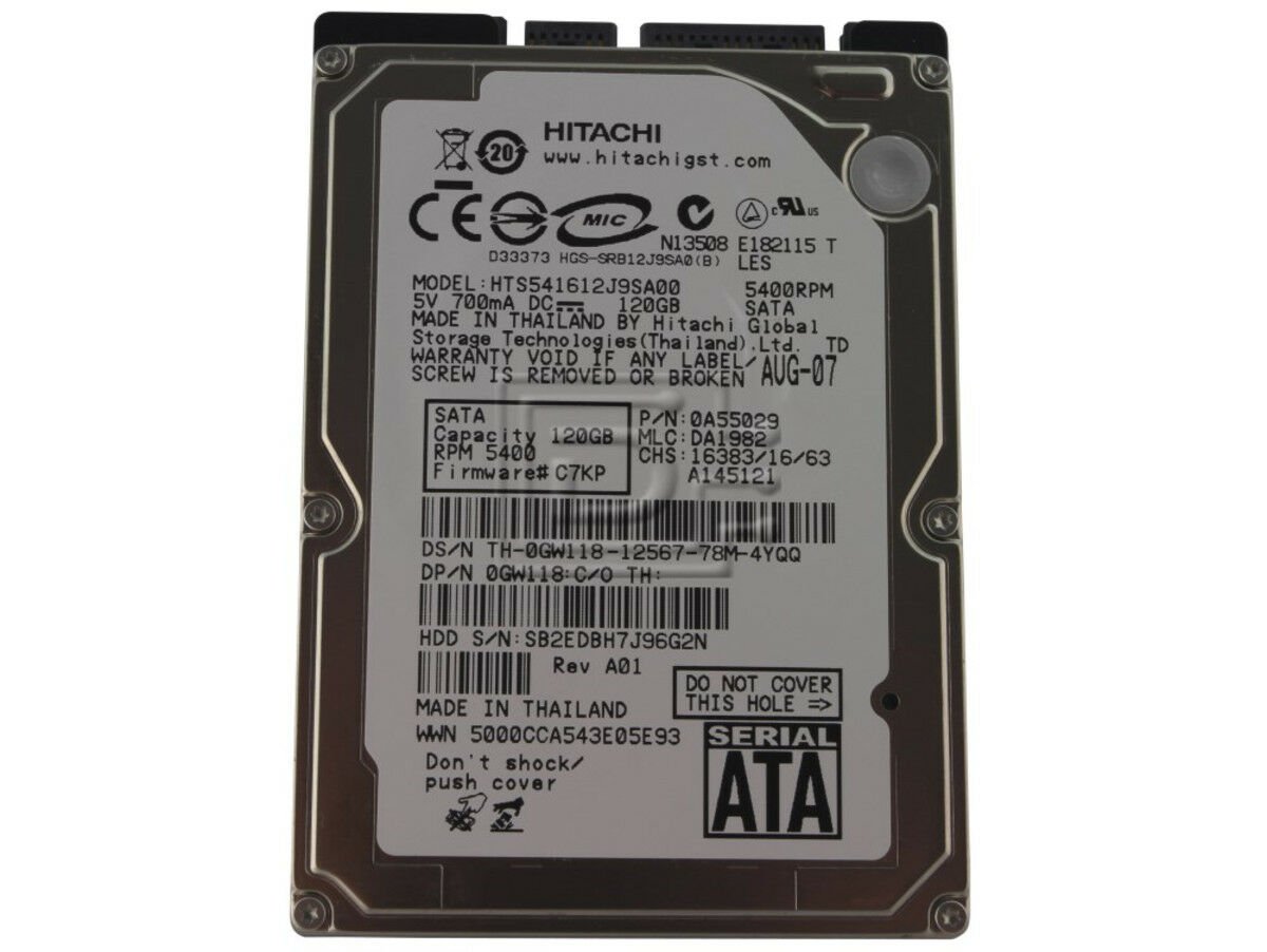Hitachi TravelStar 2,5'' 0A55029 / HTS541612J9SA00 120GB SATA HDD