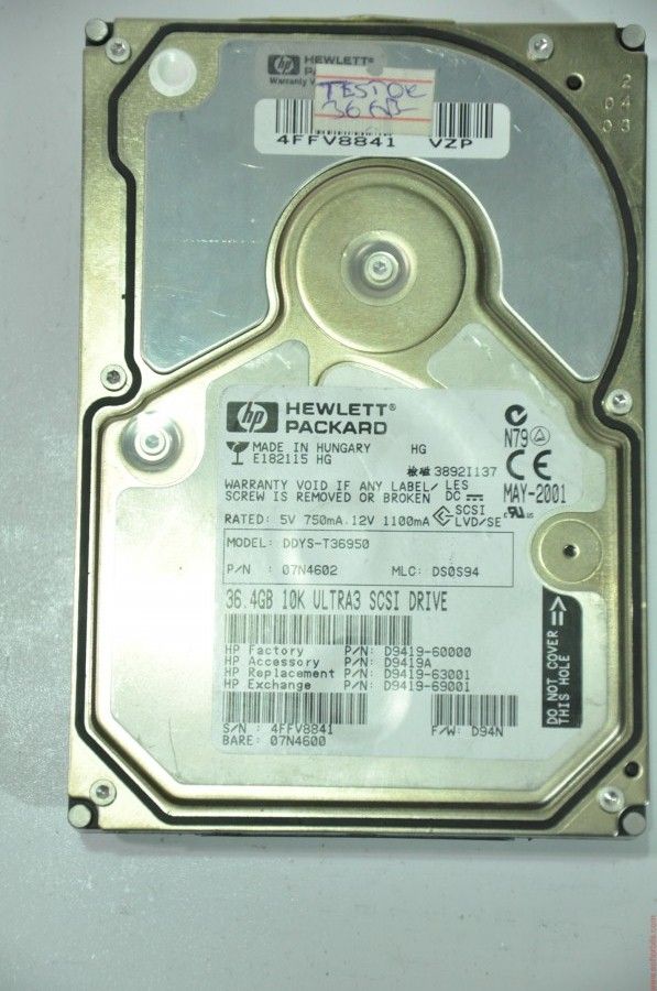 HP 80 PIN 36GB DDYS-T36950 07N4602 3.5'' 10000RPM SCSI HDD