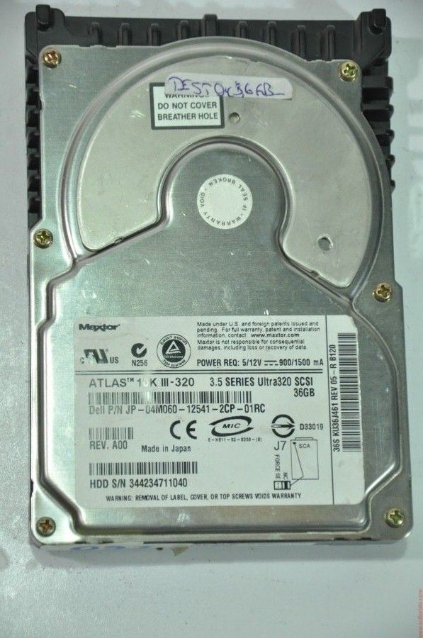 MAXTOR 80 PIN 36GB KU36J461 JP-04M060-12541-2CP-01RC 3.5'' 10000RPM SCSI HDD