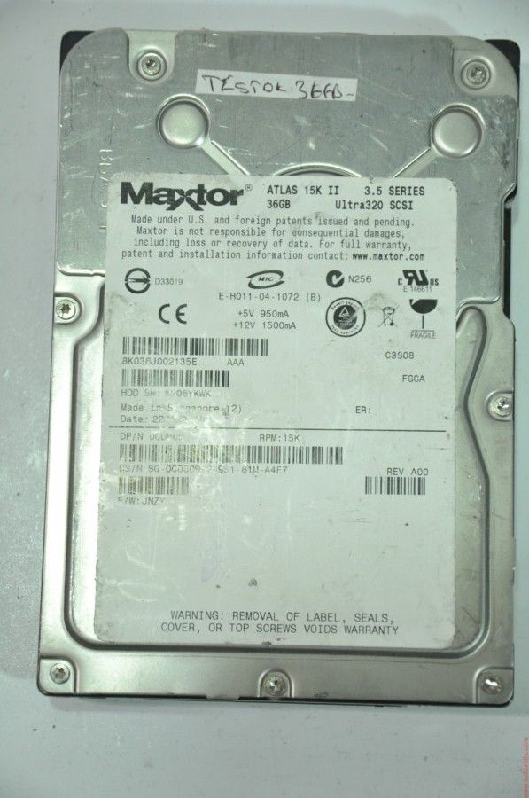 MAXTOR 80 PIN 36GB 8K036J002135E 0CD809 3.5'' 15000RPM SCSI HDD