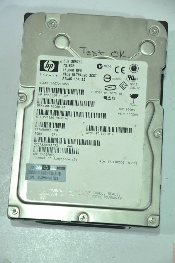 HP 80 PIN 73GB BF07287B55 356914-002 3.5'' 15000RPM SCSI HDD
