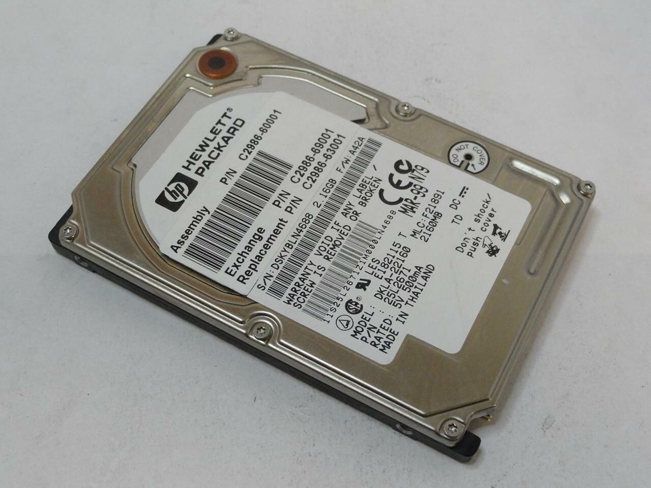 IBM HP 2.1GB IDE 4200rpm 2.5in HDD ( 25L2671 DKLA-22160 C2986-69001 C2986-60001 C2986-63001 IBM HP )