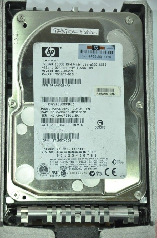 HP 80 PIN 73GB MAP3735NC BD07286224 3.5'' 10000RPM SCSI HDD