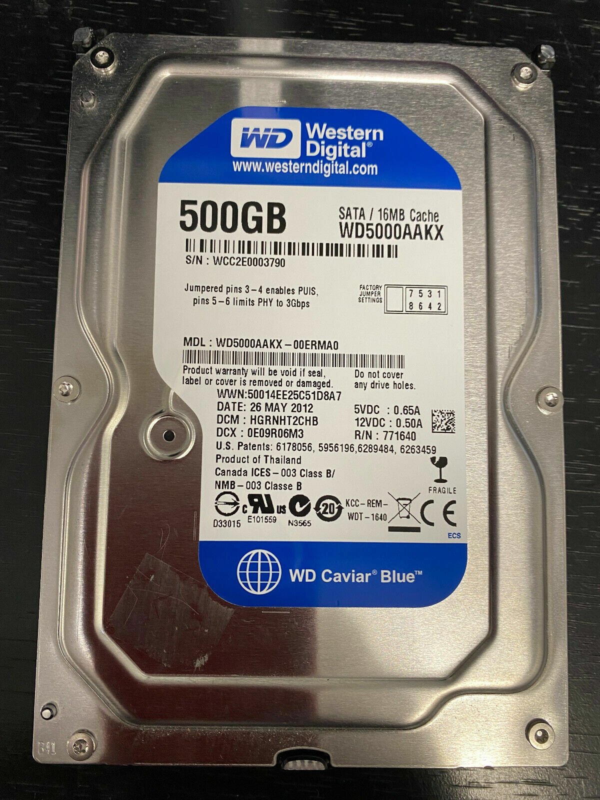 Western Digital WD5000AAKX-00ERMA0 - 500GB 7.2K RPM SATA 3.5'' Hard Drive