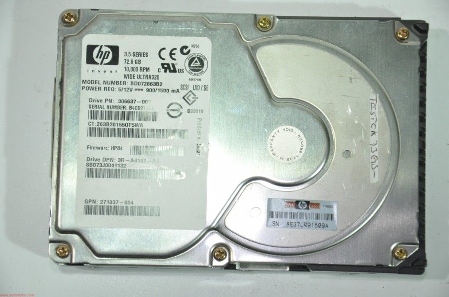 HP 80 PIN 73GB BD072863B2 306637-002 3.5'' 10000RPM SCSI HDD