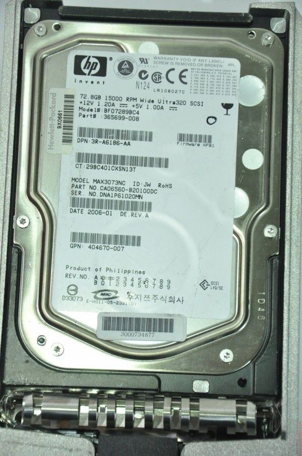 HP 80 PIN 73GB BF07289BC4 MAX3073NC 365699-008 404670-007 3.5'' 15000RPM SCSI HDD