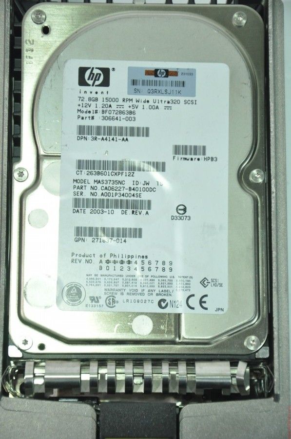 HP 80 PIN 73GB BF072863B6 MAS3735NC 306641-003 271837-014 3.5'' 15000RPM SCSI HDD