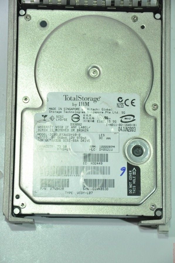 IBM 80 PIN 73GB IC35L073UCDY10-0 07N9428 3.5'' 10000RPM SCSI HDD
