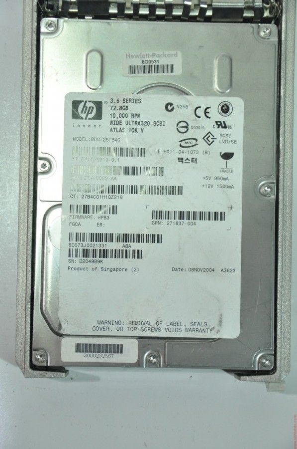 HP 80 PIN 73GB BD07287B4C 356910-001 271837-004 3.5'' 10000RPM SCSI HDD
