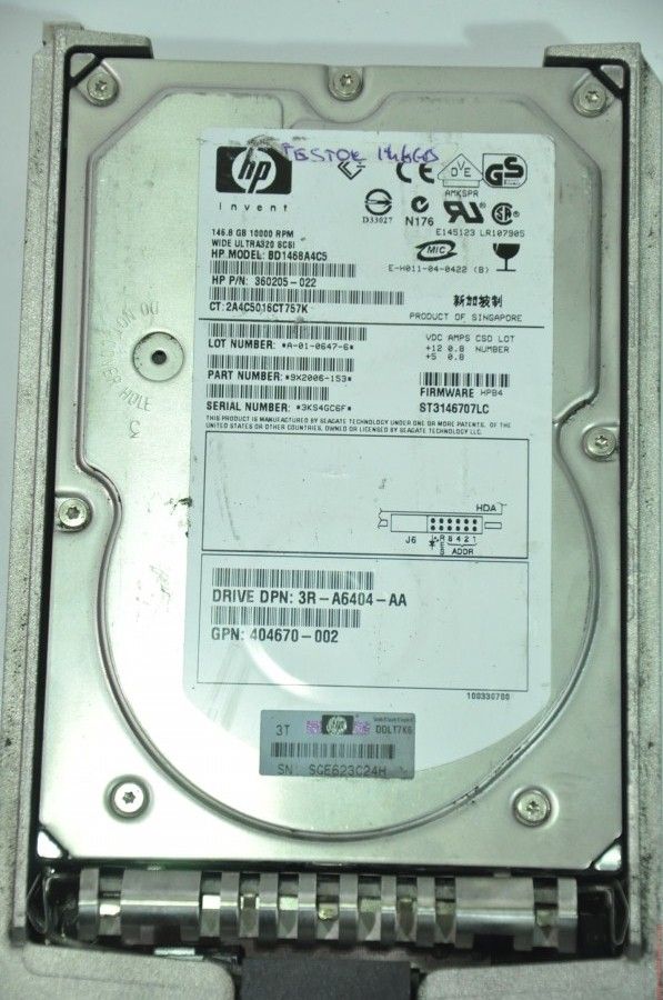 HP 80 PIN 146GB BD1468A4C5 360205-022 404670-002 3.5'' 10000RPM SCSI HDD