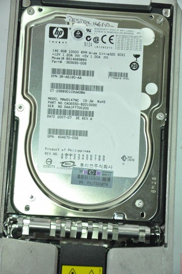 HP 80 PIN 146GB BD14689BB9 MAW3147NC 404670-002 3.5'' 10000RPM SCSI HDD