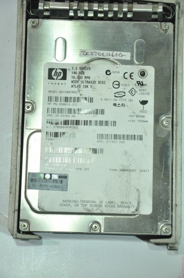 HP 80 PIN 146GB BD14687B52 356910-002 3R-A5093-AA 3.5'' 10000RPM SCSI HDD