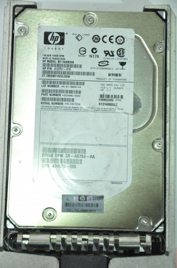 HP 80 PIN 146GB BF1468B26B 412751-015 404670-006 3.5'' 15000RPM SCSI HDD