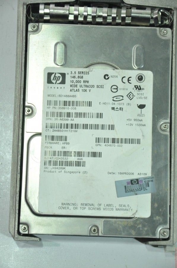 HP 80 PIN 146GB BD1468A4B5 356910-008 3R-A6399-AA 3.5'' 10000RPM SCSI HDD