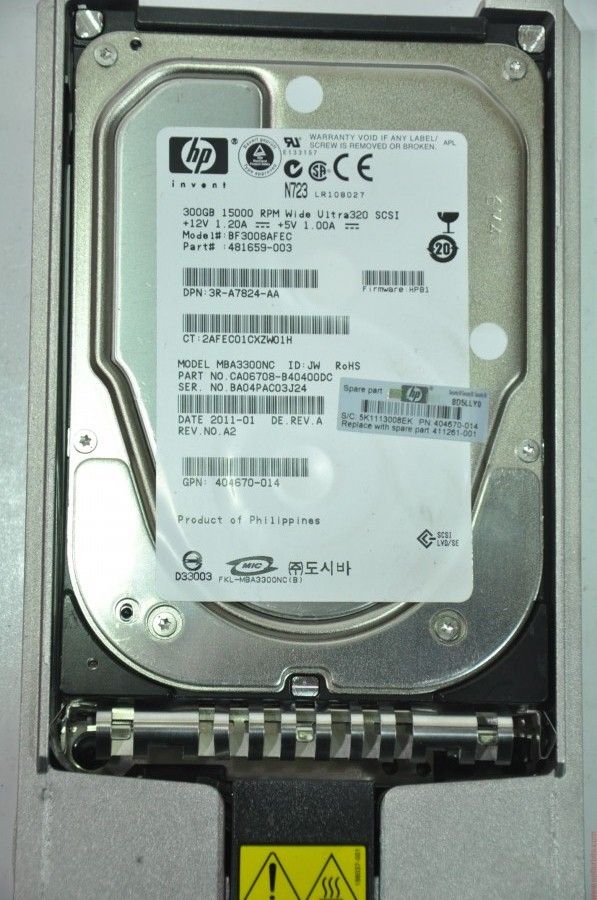 HP 80 PIN 300GB BF3008AFEC MBA3300NC 3.5'' 15000RPM SCSI HDD
