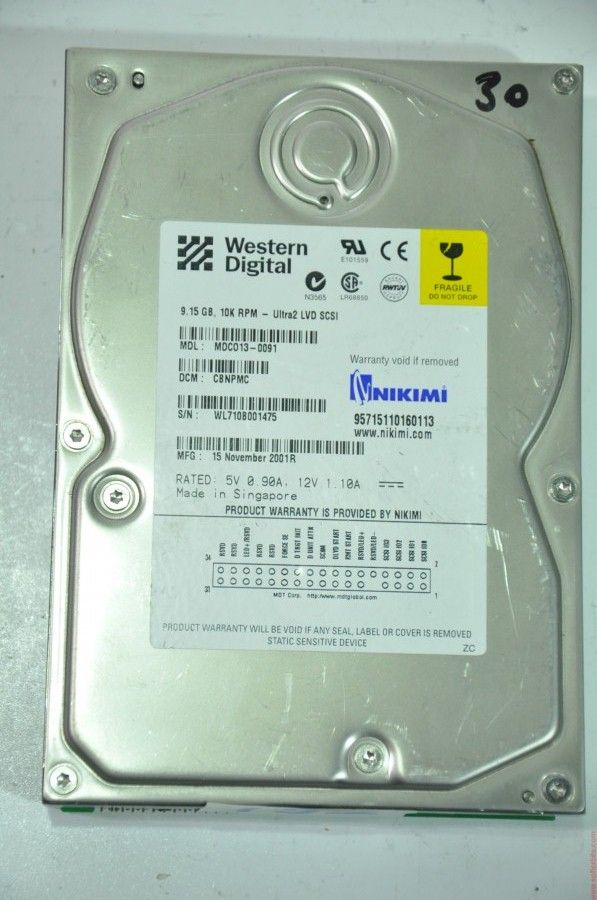 WESTERN DIGITAL 68 PIN 9GB MDC013-0091 CBNPMC 3.5'' 10000RPM SCSI HDD