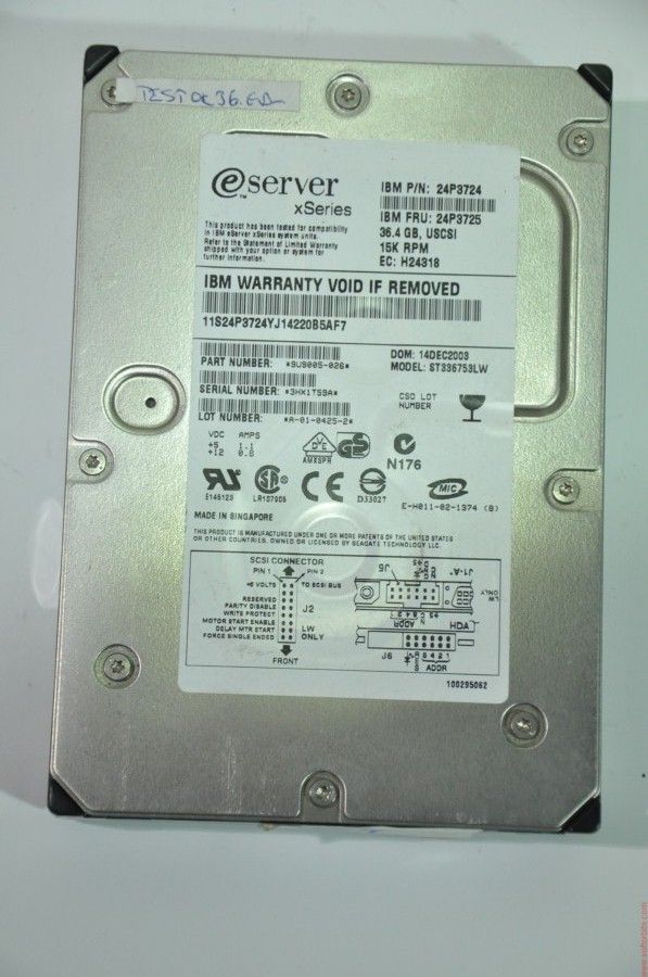 IBM 68 PIN 36GB ST336753LW 14DEC2003 3.5'' 15000RPM SCSI HDD