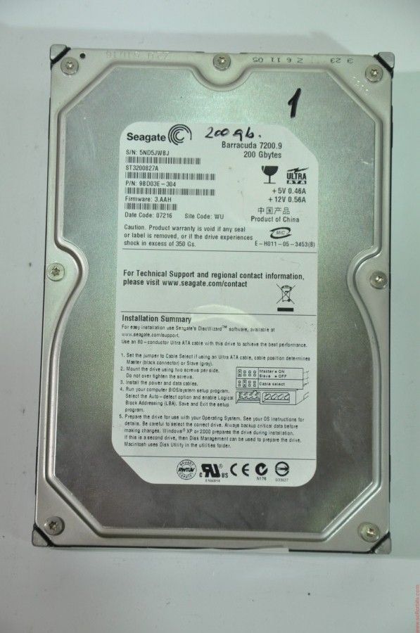 SEAGATE SATA 200GB ST3200827A 9BD03E-304 3.5'' 7200RPM HDD