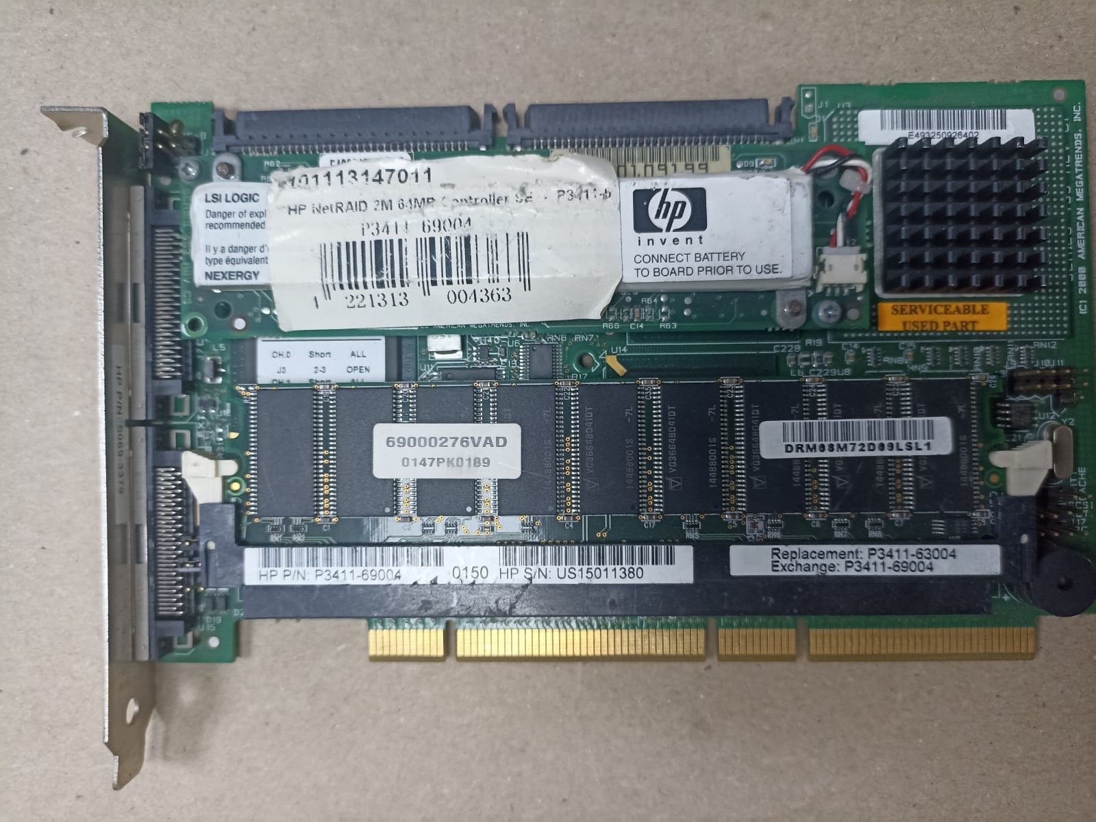 American Megatrends Series 493 Rev-C1 PCI RAID Adapter p3411-63004